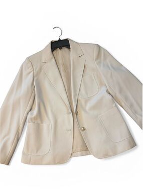 Kay Warner Vintage Cream Single-Breasted Gold Button  Blazer Jacket